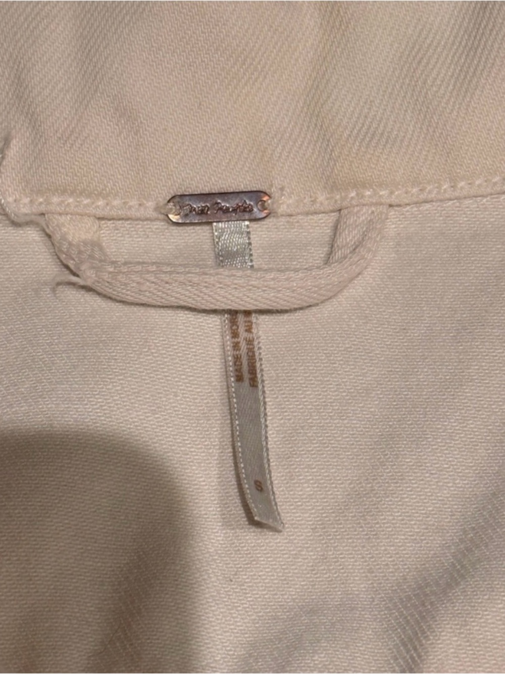Free People Rumors denim jacket in ecru, size S - Picture 6 of 9